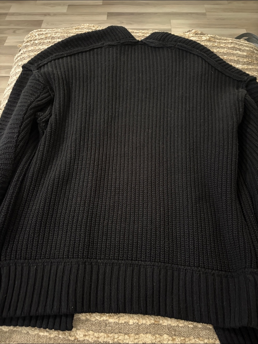 Free People Black Cozy Open-Front Black Ribbed Cardigan Sweater Size S - Picture 11 of 13